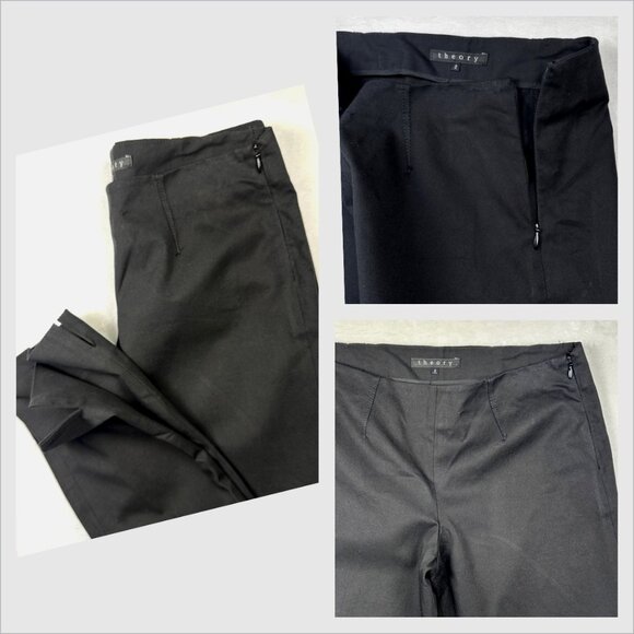 Theory Belisa BiStretch Black Slim Fit Pants Size 2 Stretch Tailored Workwear - Picture 6 of 11